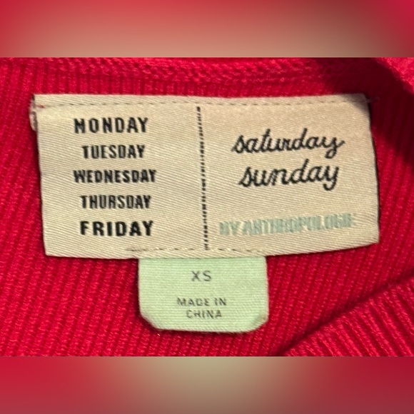 Saturday Sunday by Anthropologie Women’s Long Red Ribbed Tunic Oversized Size XS - Picture 5 of 8